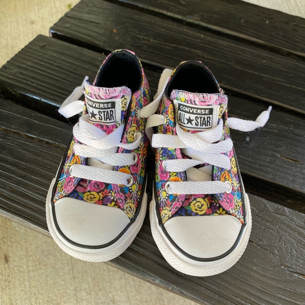 Converse Kids' Floral Sneakers - Black, Pink, and Yellow
